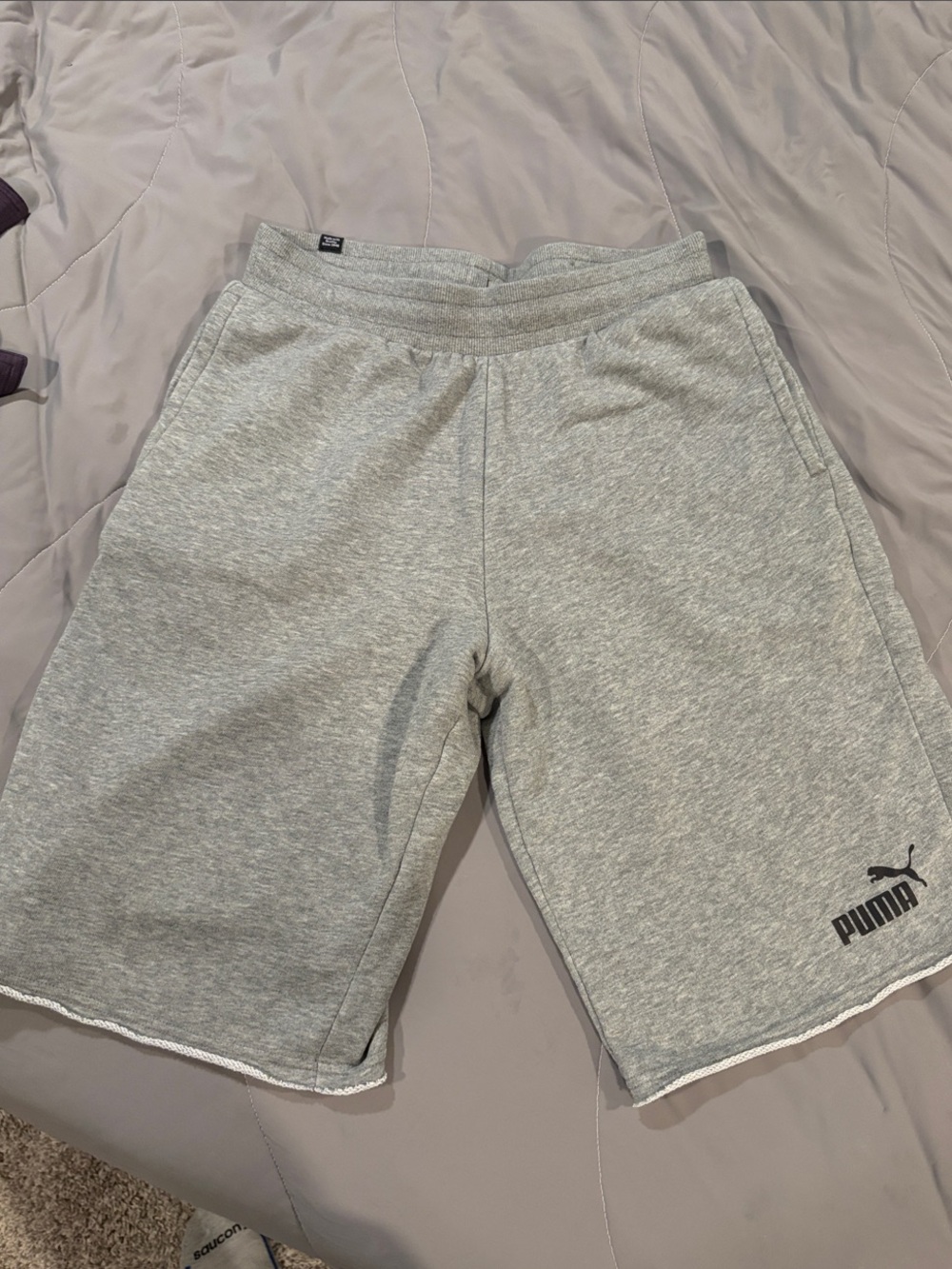 Puma Men’s Light Gray Athletic Shorts with Logo